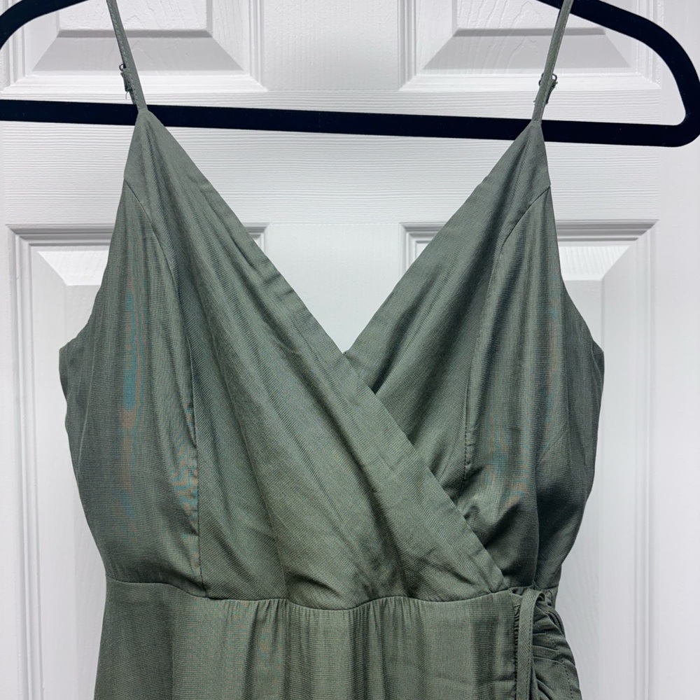 Altar’d State Olive Green Wrap Ruffle Mini Dress – Size M - Picture 2 of 8